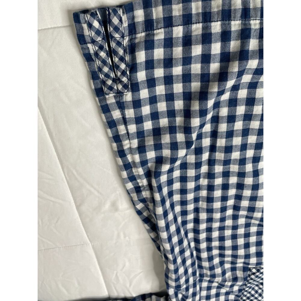J Jill XL Blue White Gingham Check Cotton Blouse Boat Neck Button Front Cottagec - Picture 10 of 13